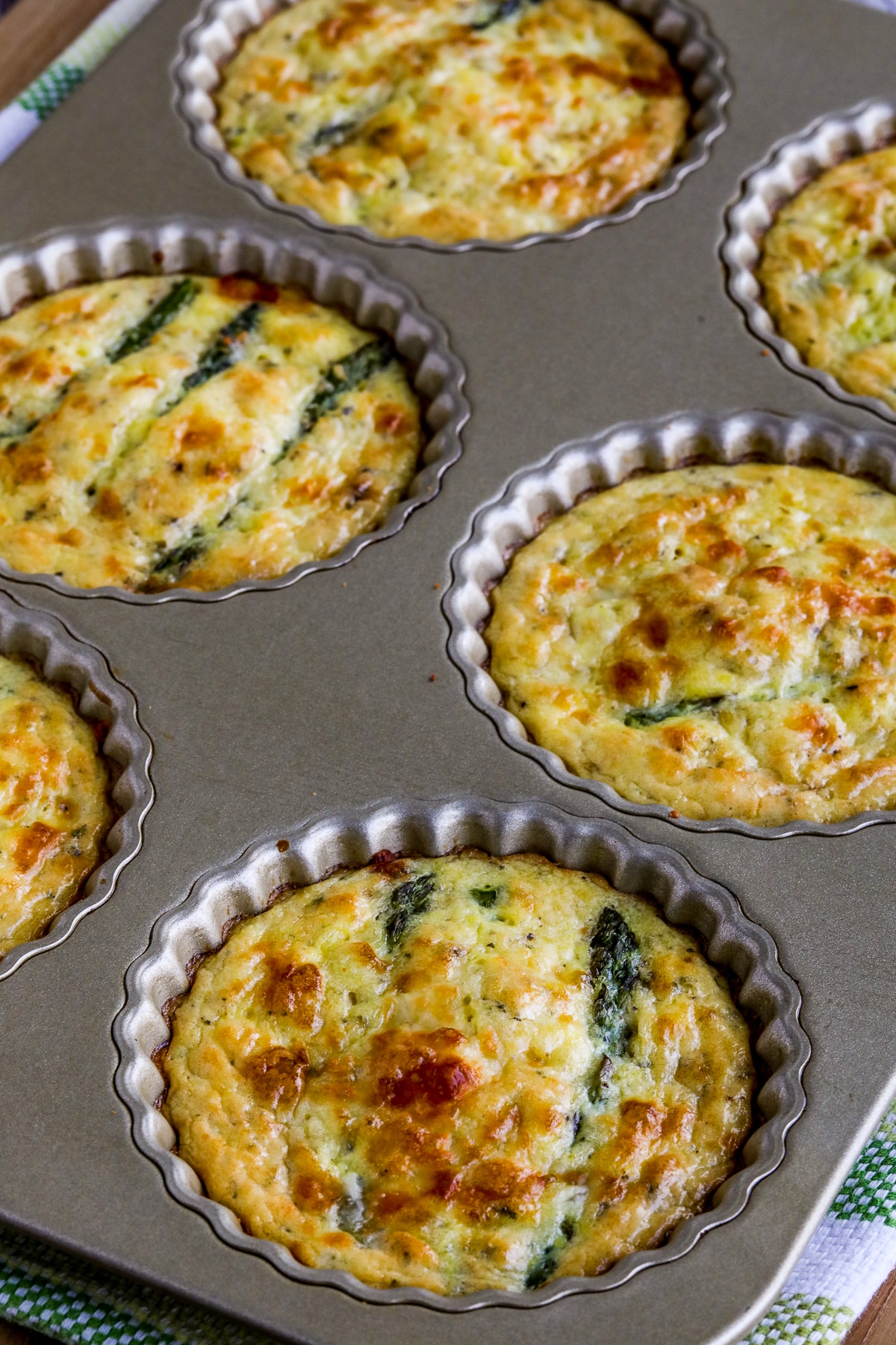 Asparagus Tarts shown in tart pan.