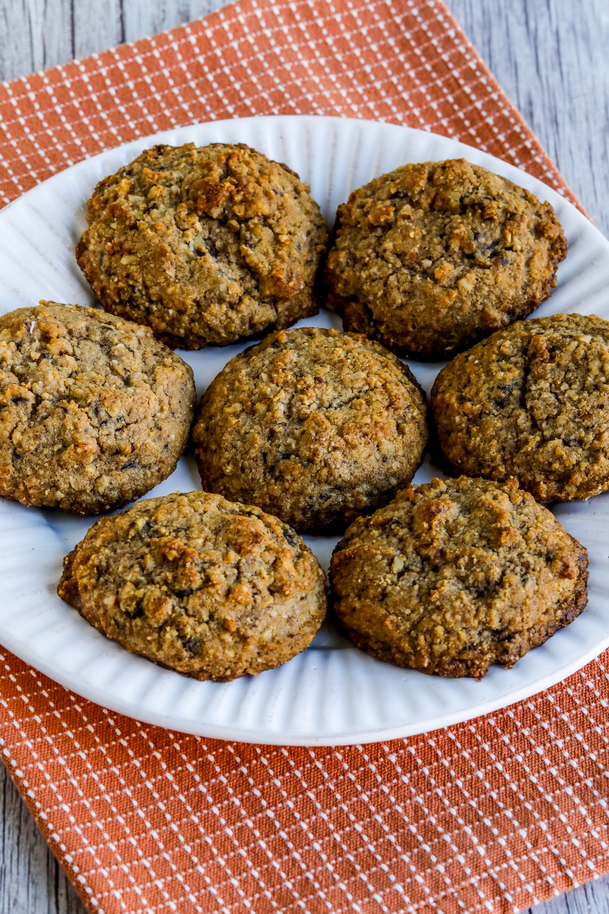 Ranger Cookies (Sugar-Free and Gluten-Free) shown on serving plate.