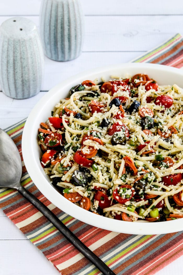 Pepperoni Pasta Salad, finished salad in serving bowl