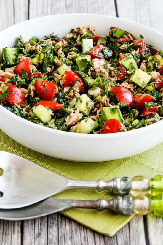 Tuna Salad with Tomatoes, Cucumbers, Parsley, and Mint
