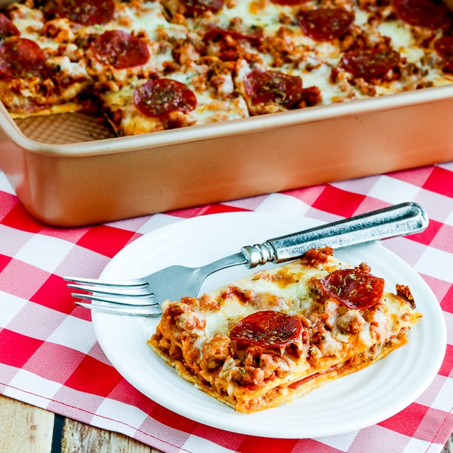 Sausage and Pepperoni Low-Carb Layered Pizza Bake thumbnail photo